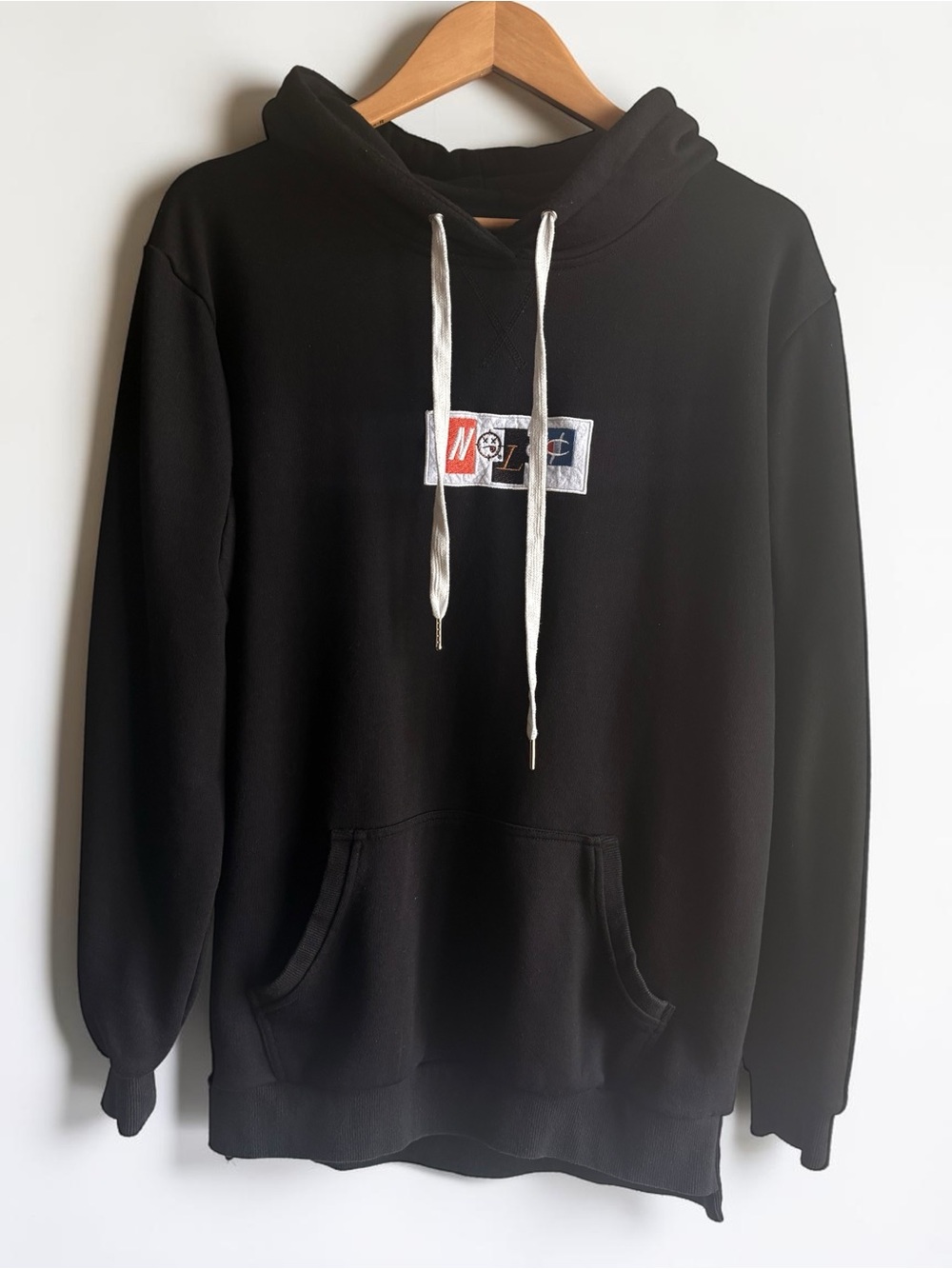 NOLAC Men’s Large Hoodie Sweatshirt Black Pullover Logo
